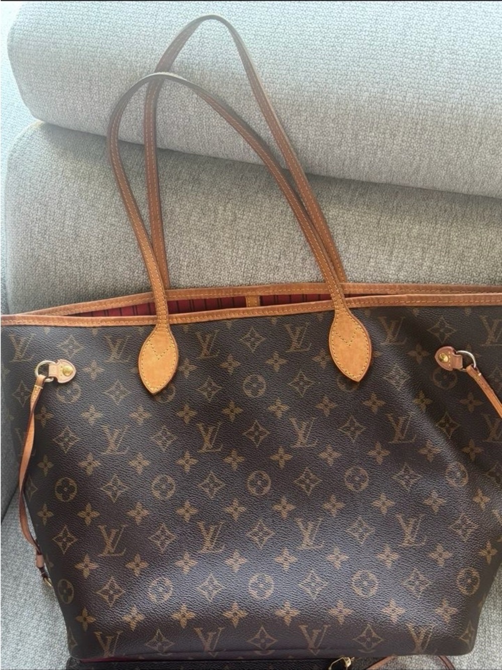 Louis Vuitton Monogram Canvas Tote with Tan Leather Trim